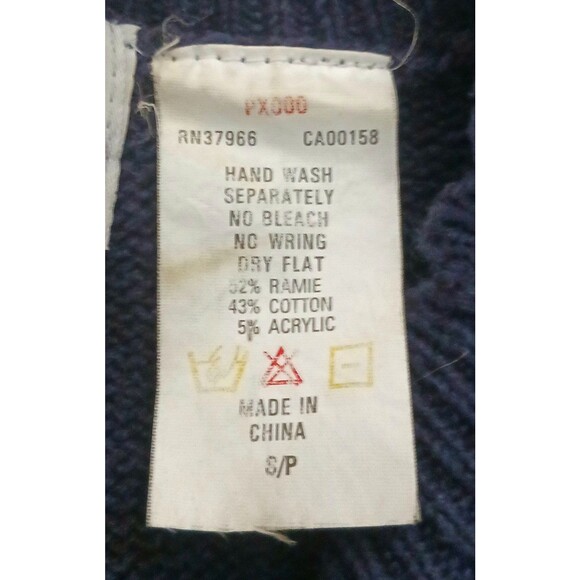 VTG Equestrian Hand Embroidered Cotton Knit Cardigan Navy Sz S/P - Picture 4 of 10